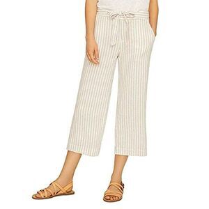 Sanctuary Womens Linen Blend Stripe Capri Pants Sand/Ivory 30